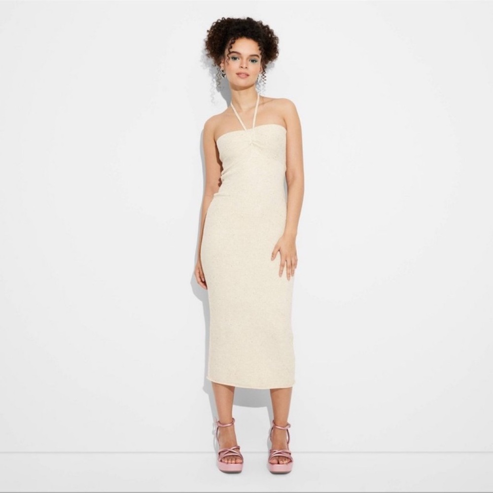 Wild Fable Light Yellow knit midi dress